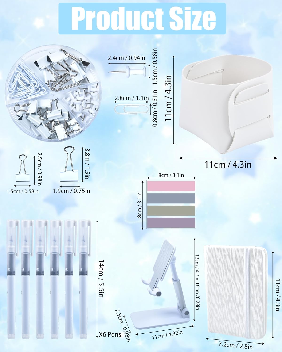 LXEVIHK White Desk Accessories 21-Piece Office Supplies Gift Set