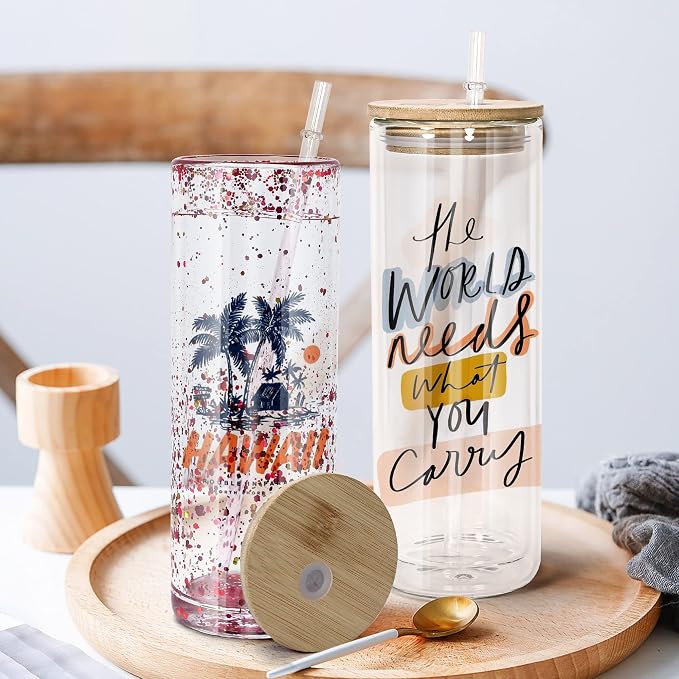AGH 25OZ Snow Globe Glass Tumbler, 4 Pack Sublimation Glass