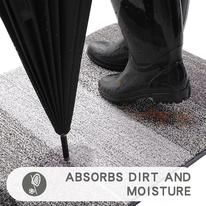 Kitinjoy Indoor Outdoor Door Mat, 44x24 Non-Slip Absorbent Dirt Trapper