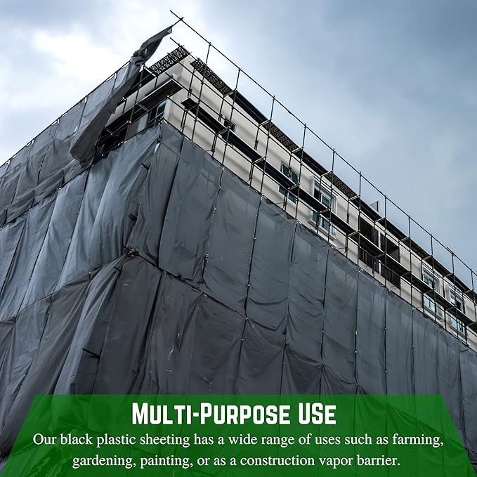 Farm Plastic Supply - Black Plastic Sheeting - 6 mil - (14' x 100') - Black Tarp, Polyethylene Vapor Barrier Sheeting, Painters Tarp, Roll of Heavy Duty Plastic