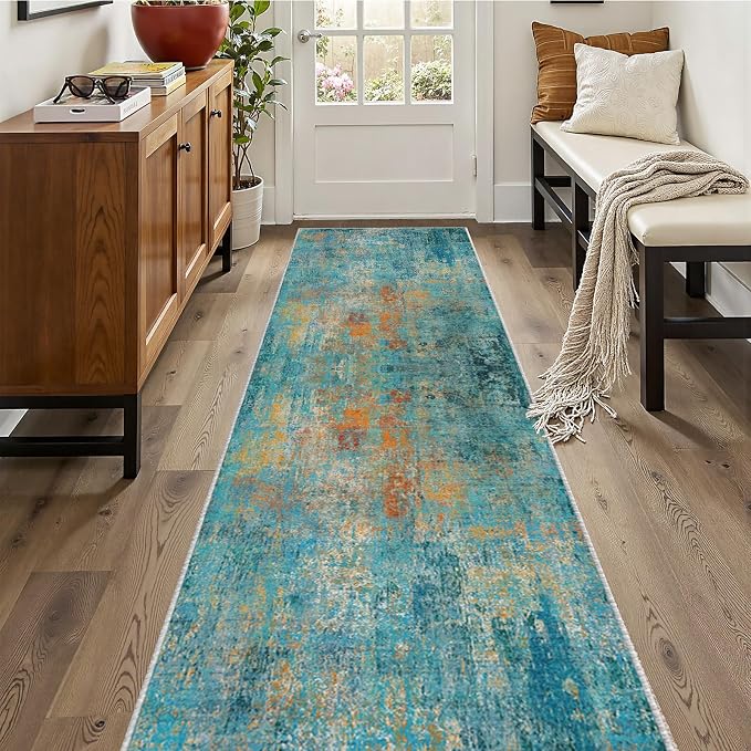 RELEANY Washable Area Rugs 2'x10' Non-Slip Modern Abstract Soft