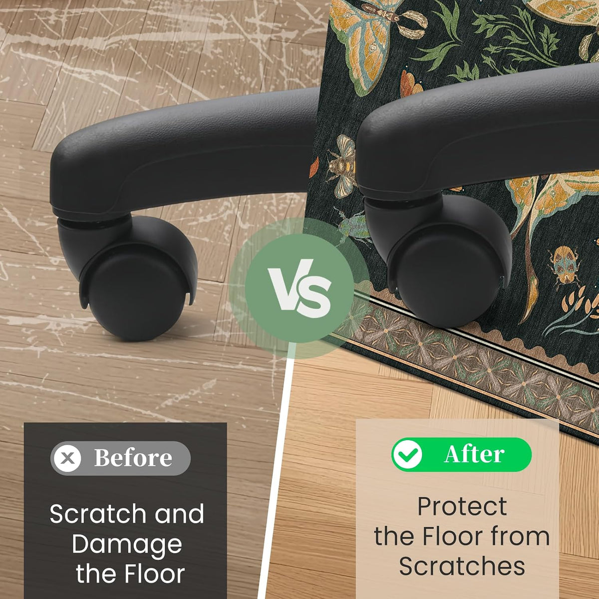 Office Chair Mat for Hardwood Floor & Tile Floor,36"x48"-Colorful Insects