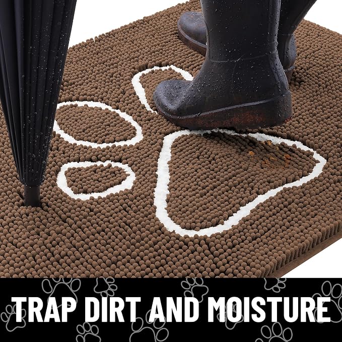 Smiry Dog Door Mat for Muddy Paws, Absorbent Dirt Trapper Non Slip Quick Dry