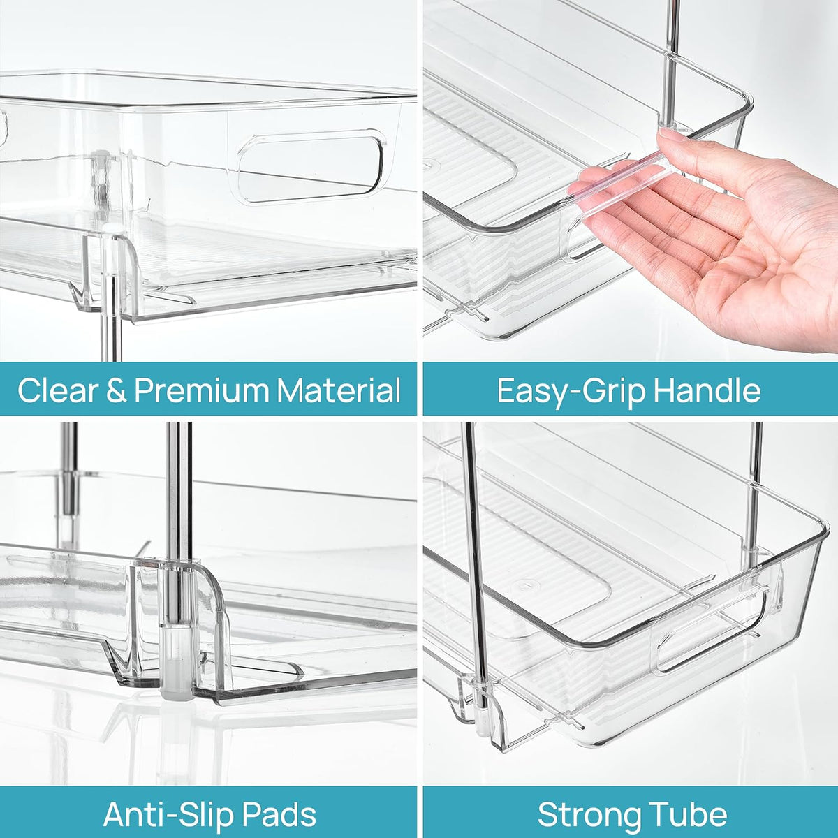 Vtopmart 2 Pack Taller Pull Out Bathroom Under Sink Organizer (S-Higher)