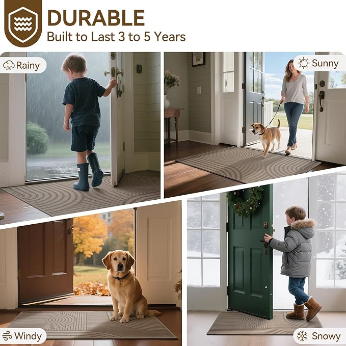 Front Door Mat 17''x30'', Absorbent Dirt Resist Washable Non Slip Low-Profile