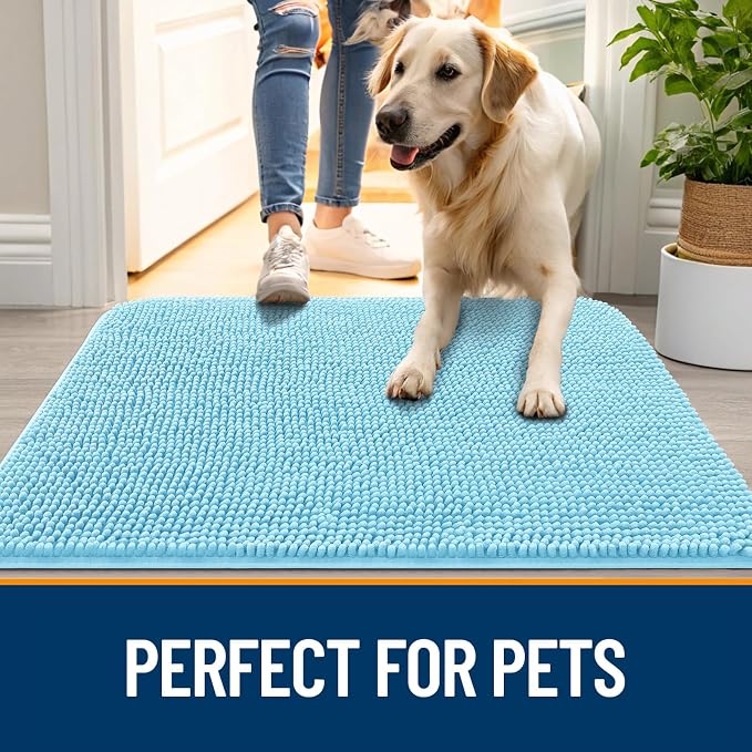 OLANLY Dog Door Mat for Muddy Paws 34x21, Absorbs Moisture and Dirt, Absorbent