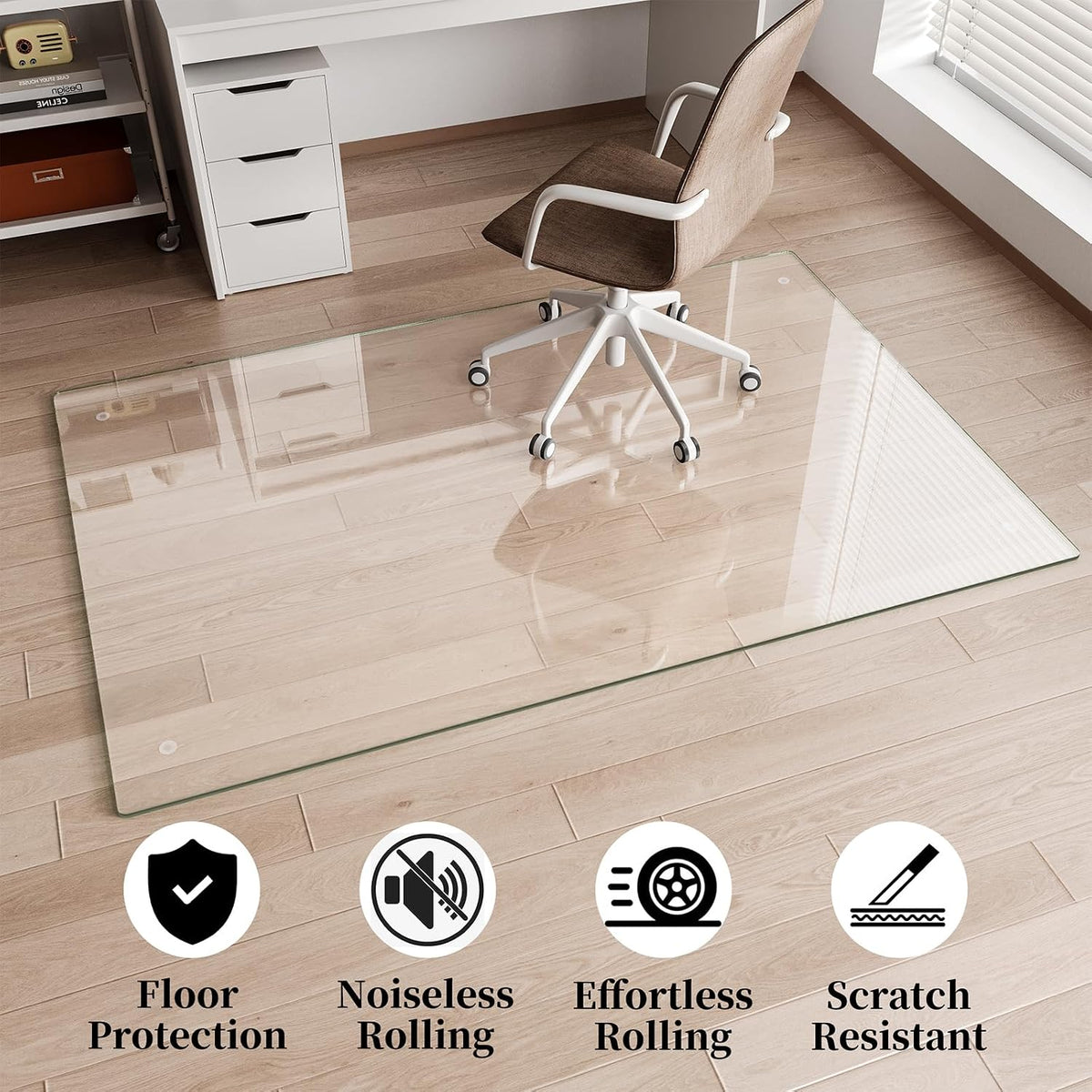 Glass Chair Mat 30" x 50" Tempered Glass Office Chair Mat