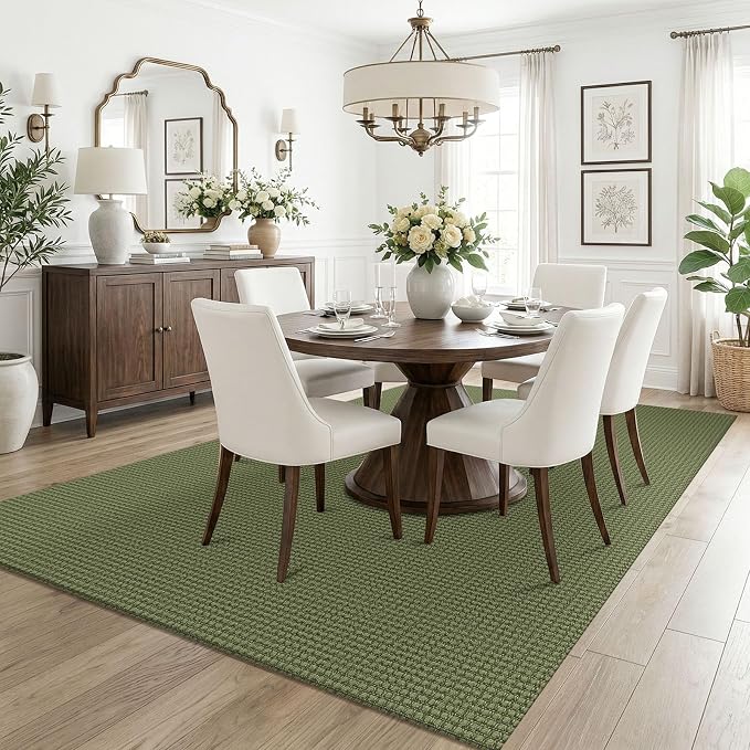 KOZYFLY Washable 5x7 Living Room Rug, Non Slip Woven Area Rugs, Braided Floor