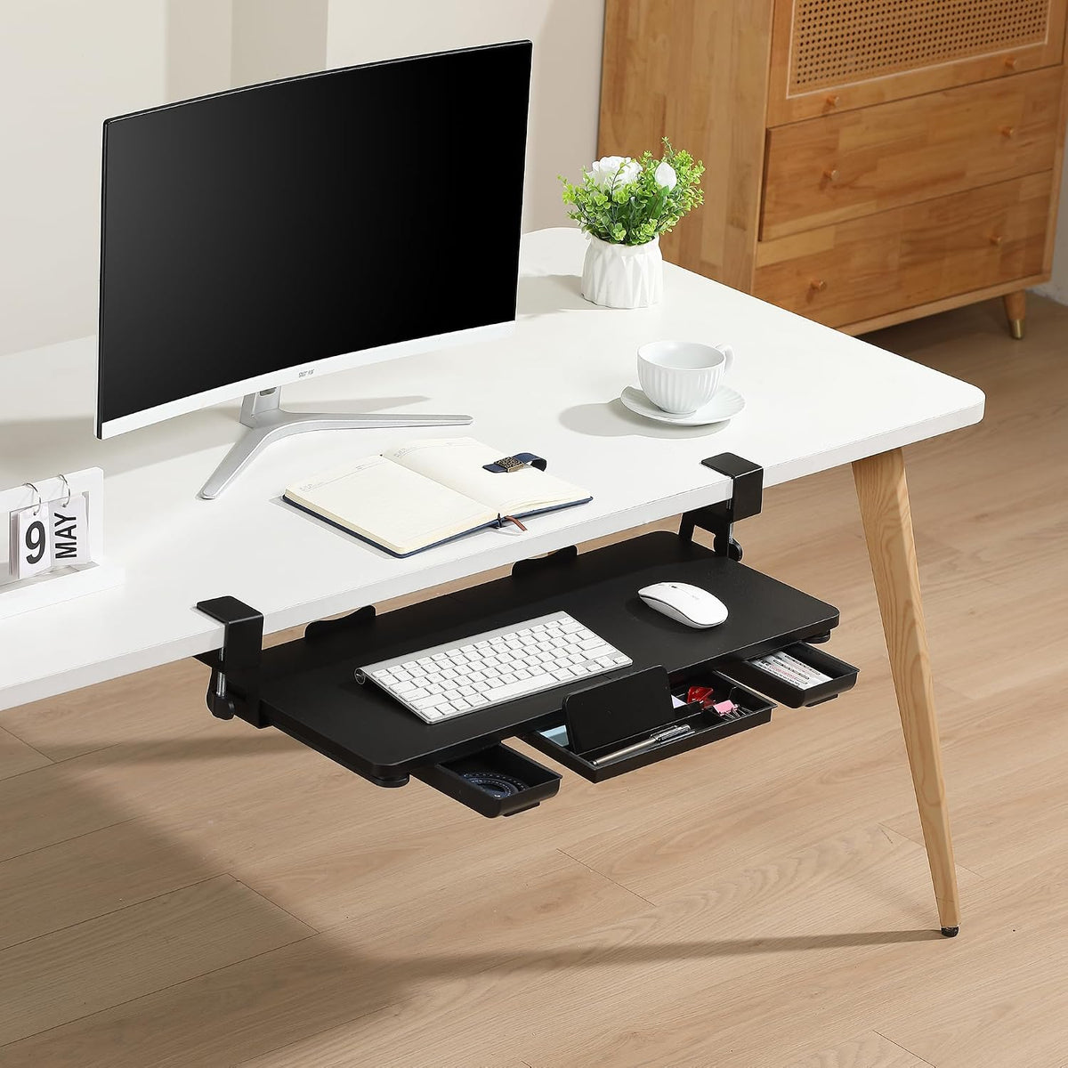 Keyboard Tray Under Desk, 26.77" X 11.81", Black