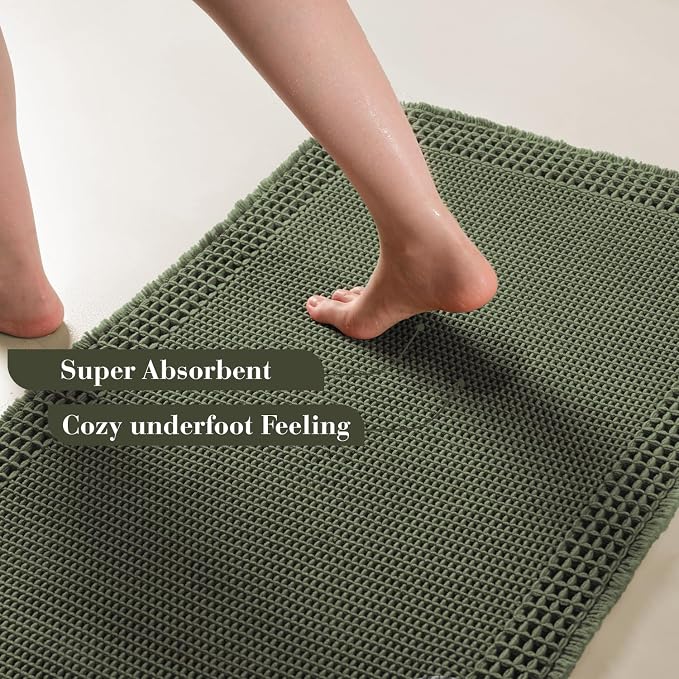 RESARE Waffle Bathroom Runner Rugs, Super Absorbent Bath Mat Non Slip Washable