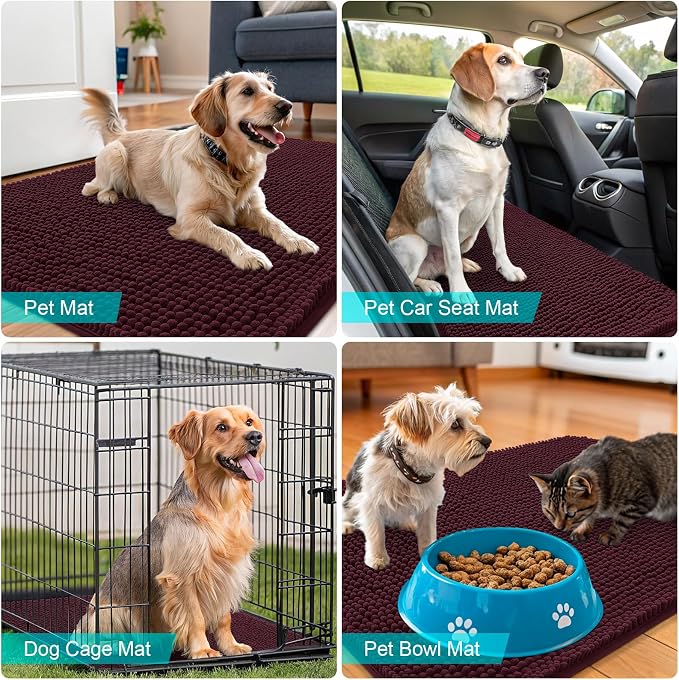 OLANLY Dog Door Mat for Muddy Paws 24x16, Absorbs Moisture and Dirt, Absorbent
