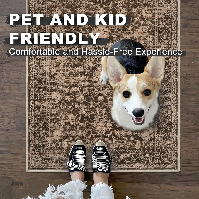 KILOCOCO Hallway Runner 2x6 Rug Runner Washable Kitchen Runners Printed Floral