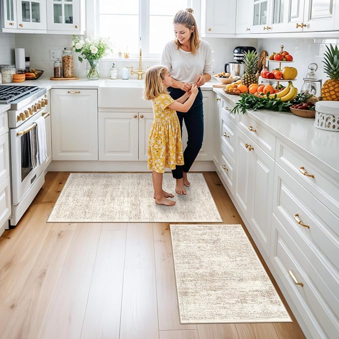Kitchen Rugs Sets of 2, Washable Non-Slip Kitchen Mats