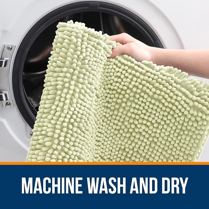 OLANLY Bathroom Rugs 35x24, Extra Soft Absorbent Chenille Bath Rugs, Rubber