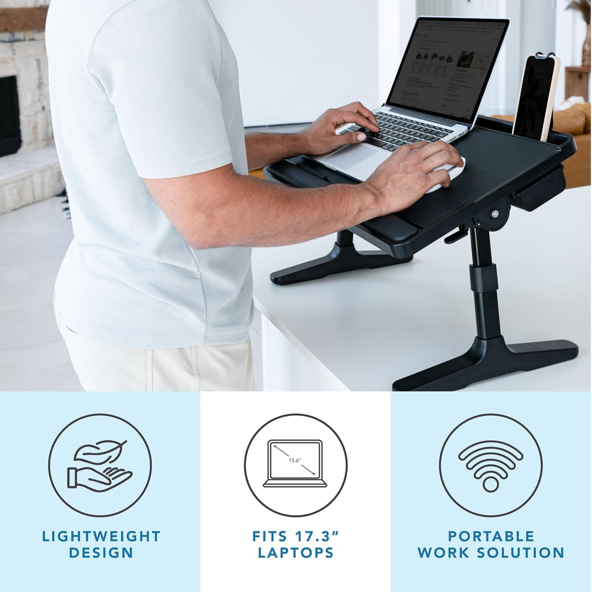 LAPGEAR Easy Tilt Bed Desk - Black, Fits 17.3" Laptops