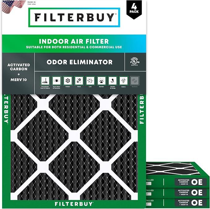 Filterbuy 20x23x1 Air Filter MERV 10 Odor & Allergy Defense