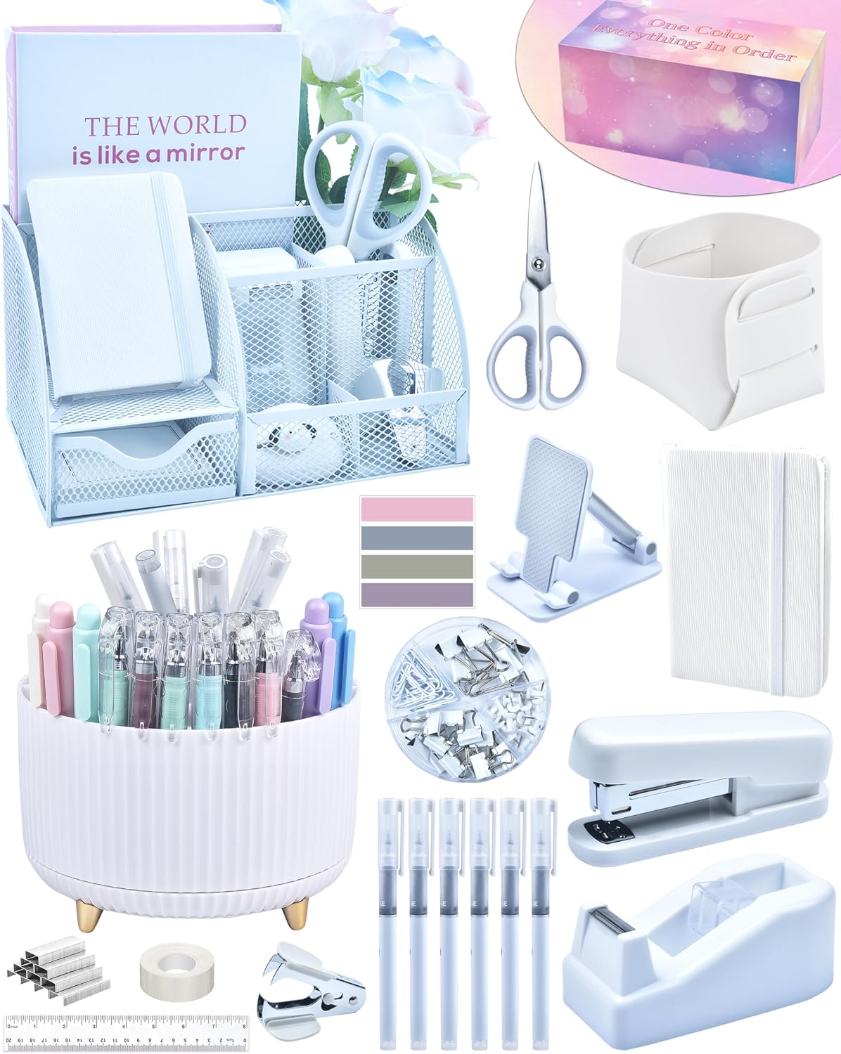 LXEVIHK White Desk Accessories 21-Piece Office Supplies Gift Set