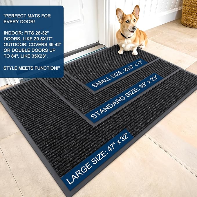 OLANLY Front Door Mat Indoor Outdoor Entrance, Waterproof Heavy Duty Doormat