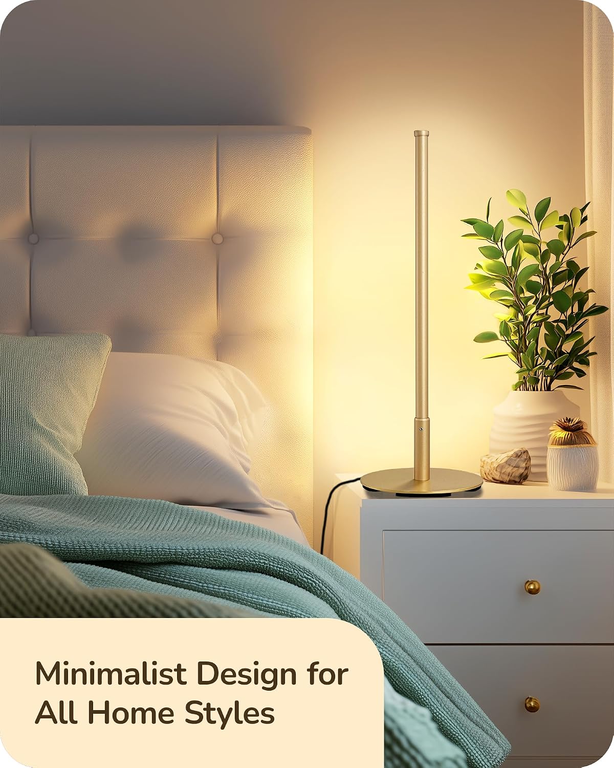 EDISHINE LED Table Lamp, Modern Dimmable Desk Lamps Metal Finish, Gold
