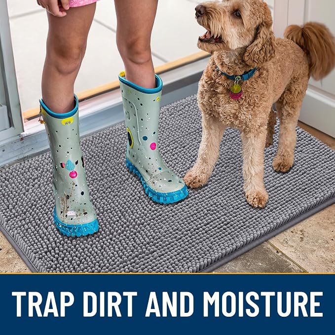 Smiry Dog Door Mat for Muddy Paws 59x24, Absorbent Dirt Trapper, Non-Slip