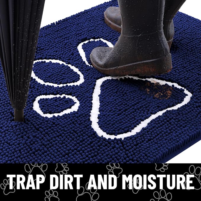 Smiry Dog Door Mat for Muddy Paws, Absorbent Dirt Trapper Non Slip Quick Dry