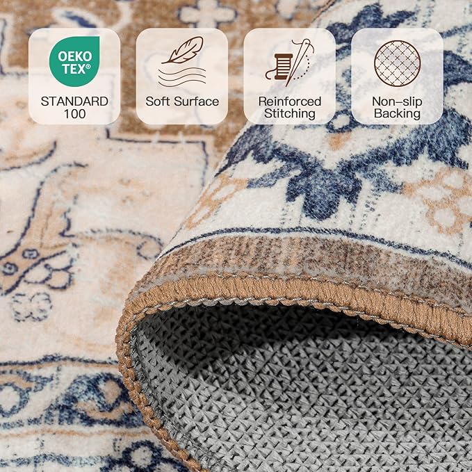 Lofus 2'6"x12' Runner Rug for Hallways, Washable Kitchen Rugs, Non-Slip Rugs