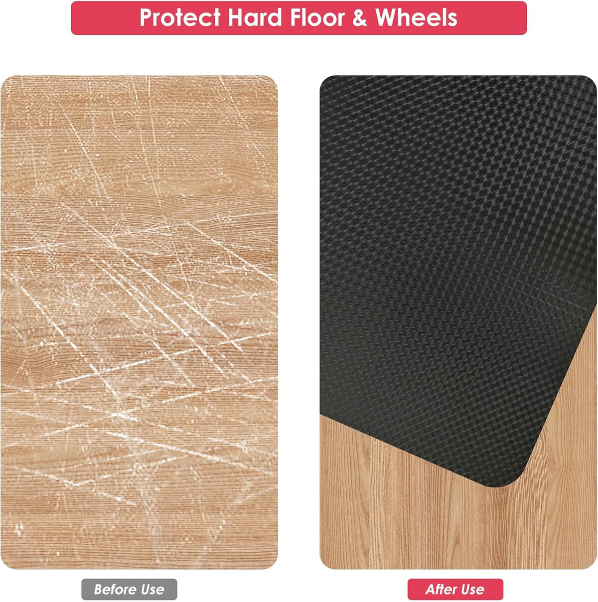 Vicwe Gaming Chair Mat for Hardwood Floor, 60"×46" Chair Mat, Easy Glide