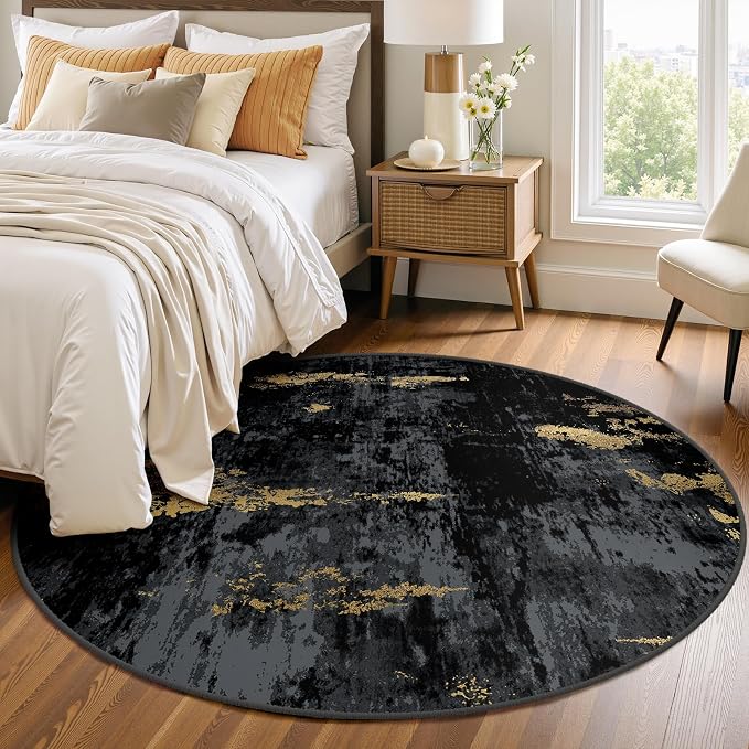 RELEANY Washable Area Rugs 4ft Non-Slip Modern Abstract Soft