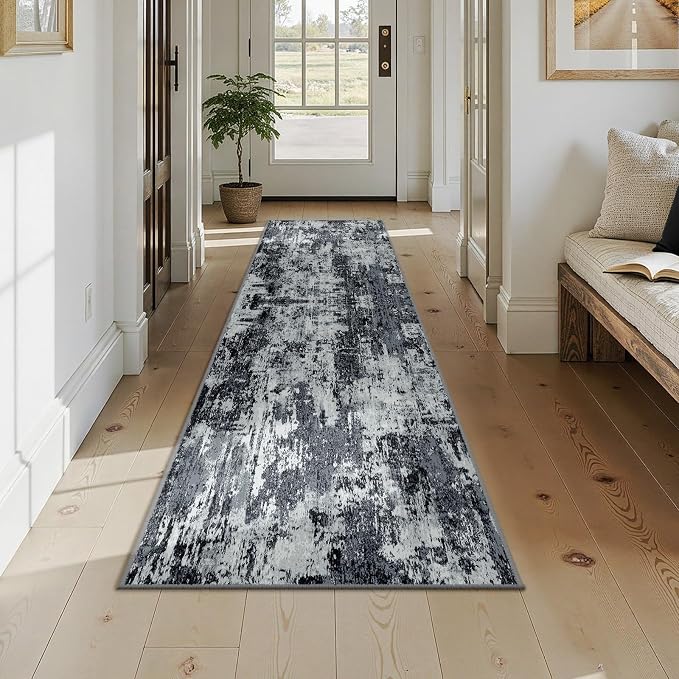 RELEANY Washable Area Rugs 2x9 Non-Slip Modern Abstract Soft
