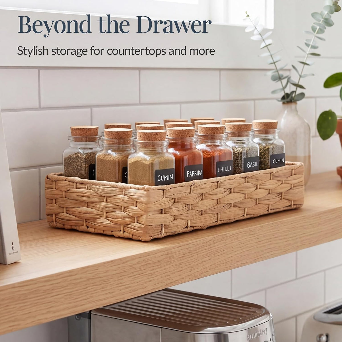 Best Choice Products 5-Piece Flatware Organizer Set, Woven Modular Silverware & Utensil Drawer Organizer Trays, Drawer Divider, Storage Containers for Kitchen, Bathroom, & Office Utensils - Natural