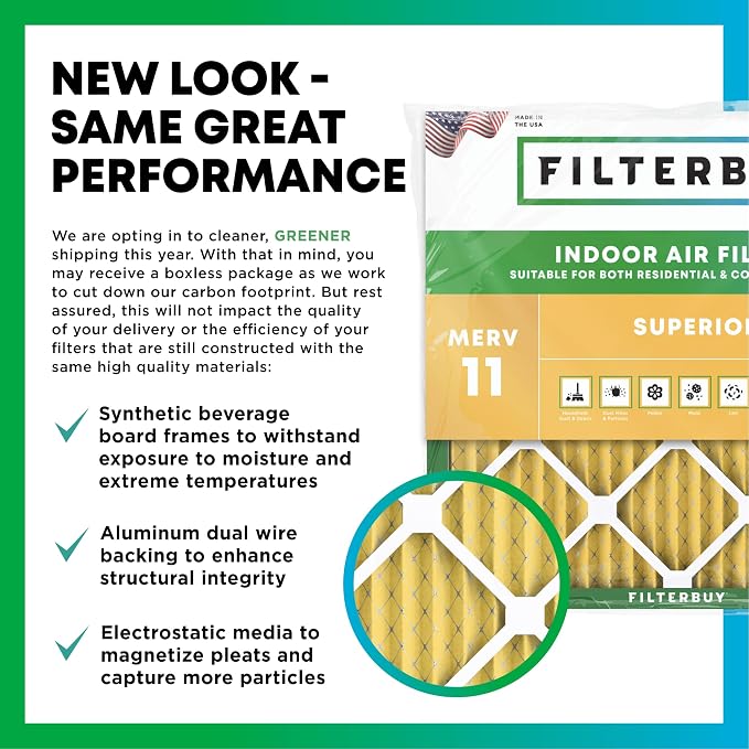Filterbuy 8x14x4 Air Filter MERV 11 Superior Pet & Allergy Defense,