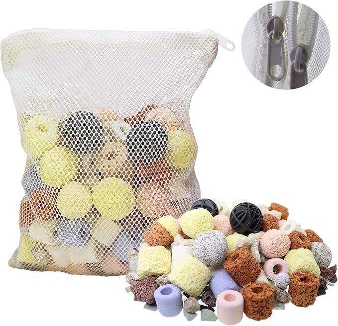 Aquarium Filter Media 15-in-1 Mineral Balls & Ceramic Rings - 1000g