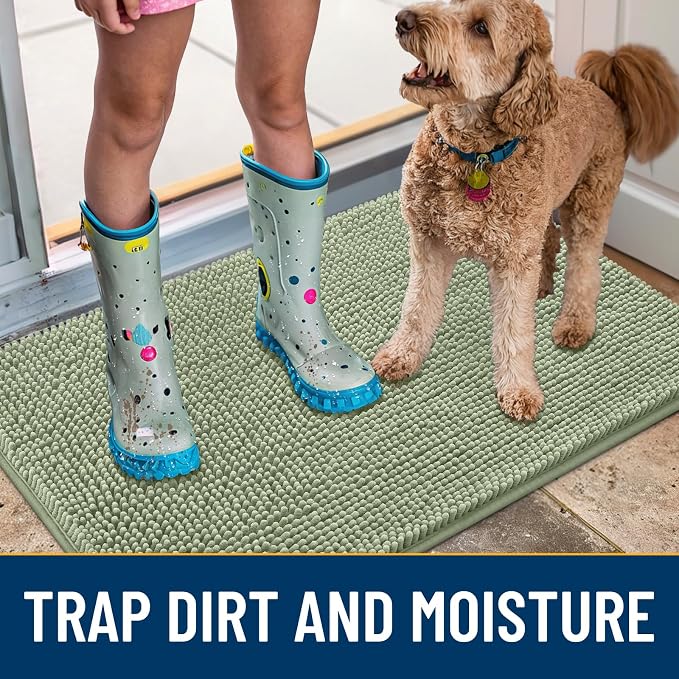 Smiry Dog Door Mat for Muddy Paws 30x20, Absorbent Dirt Trapper, Non-Slip