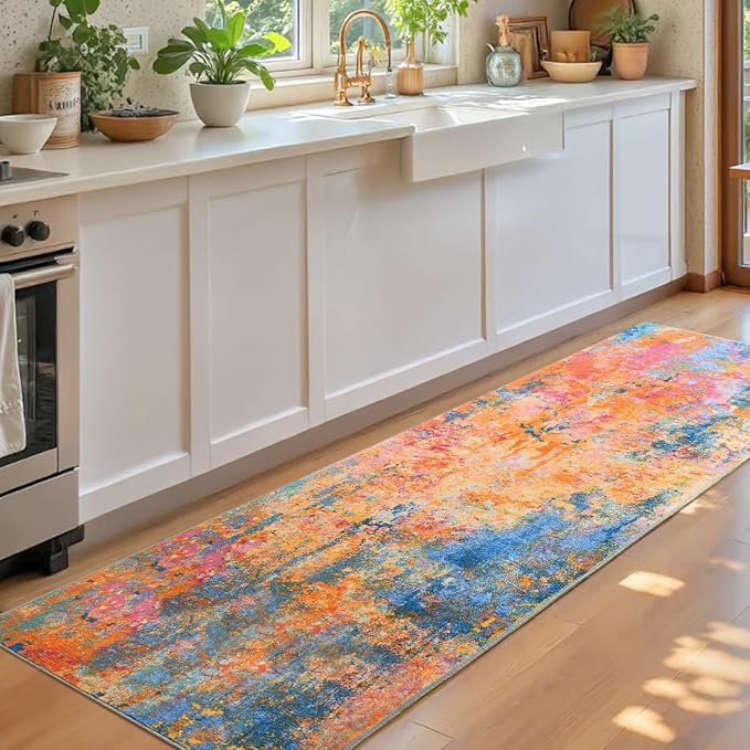 2x6 Rainbow Rug Runners for Hallways Kitchen Runner Rug Non Slip Washable