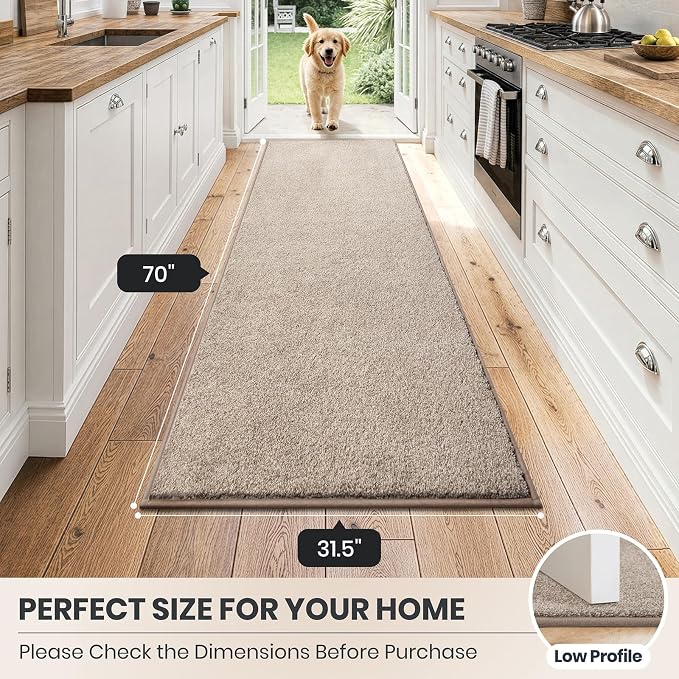 PURRUGS Dirt Trapping Door Mat 31.5" x 70", Non-Slip Machine Washable Entryway