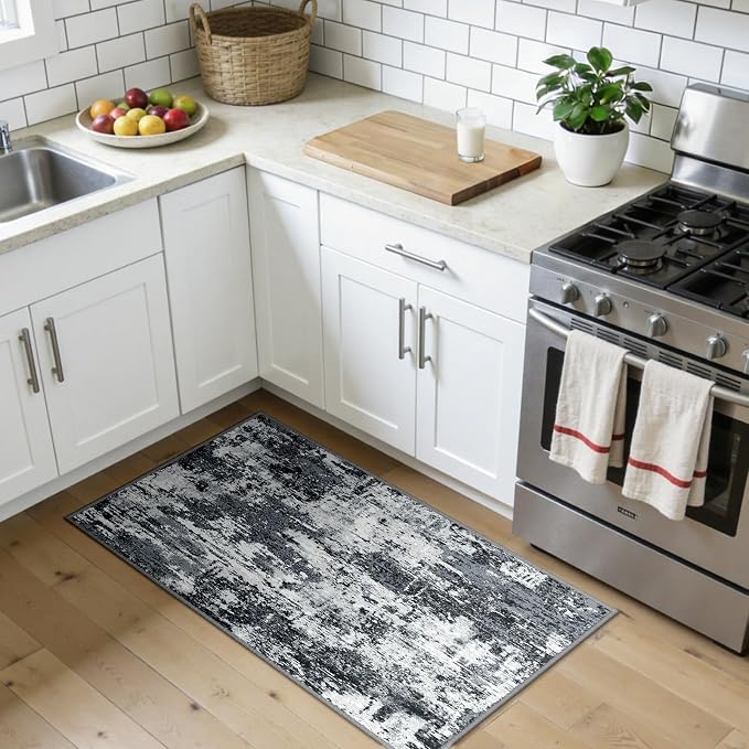 RELEANY Washable Area Rugs 2'x4' Non-Slip Modern Abstract Soft
