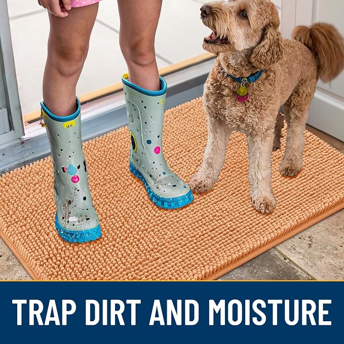 Smiry Dog Door Mat for Muddy Paws 47x24, Absorbent Dirt Trapper, Non-Slip