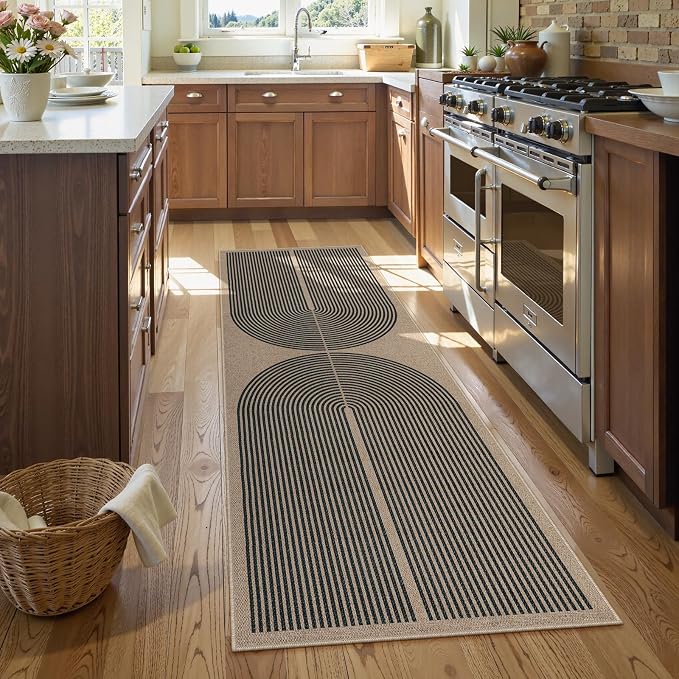 Lahome Modern Rainbow Easy Jute Outdoor Runner Rug, 2x6 Runners