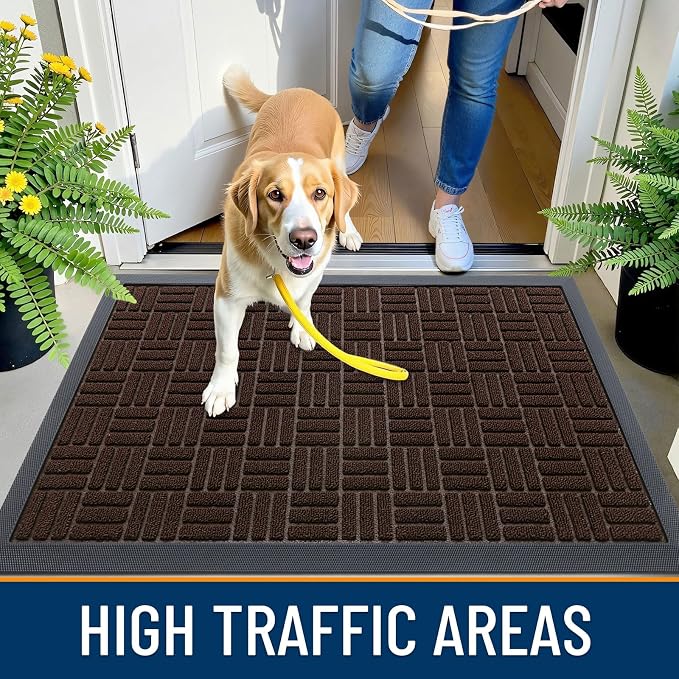 OLANLY Front Door Mat Outside Entrance 59x23, Heavy Duty Sturdy Natural Rubber
