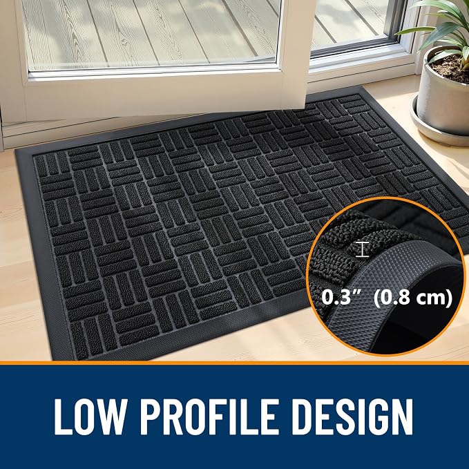 OLANLY Front Door Mat Outside Entrance 59x23, Heavy Duty Sturdy Natural Rubber