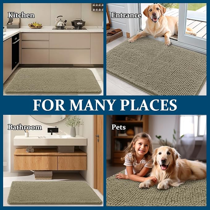 OLANLY Dog Door Mat for Muddy Paws 32x20, Absorbs Moisture and Dirt, Absorbent