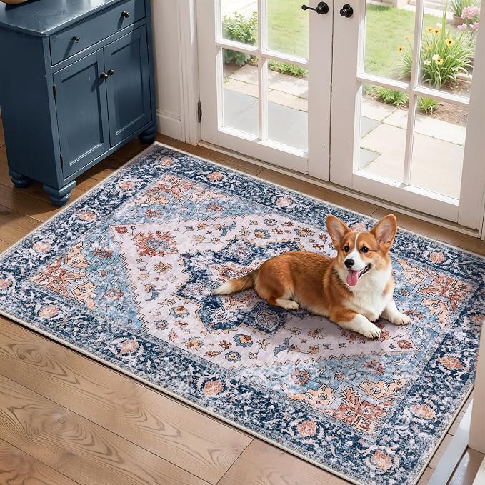 SERISSA 2x4 Boho Rugs for Entryway, Washable Non-Slip Kitchen Runner Rug