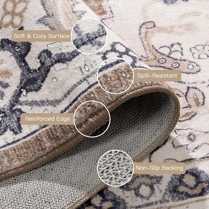 Lofus 4x6 Area Rugs for Living Room, Washable Area Rug, Rugs for Bedroom