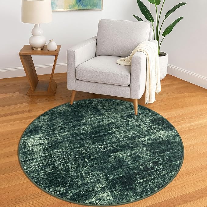 IOHOUZE Round Area Rug 5 Ft Circle Entryway Rugs Round Washable Door Mat Indoor