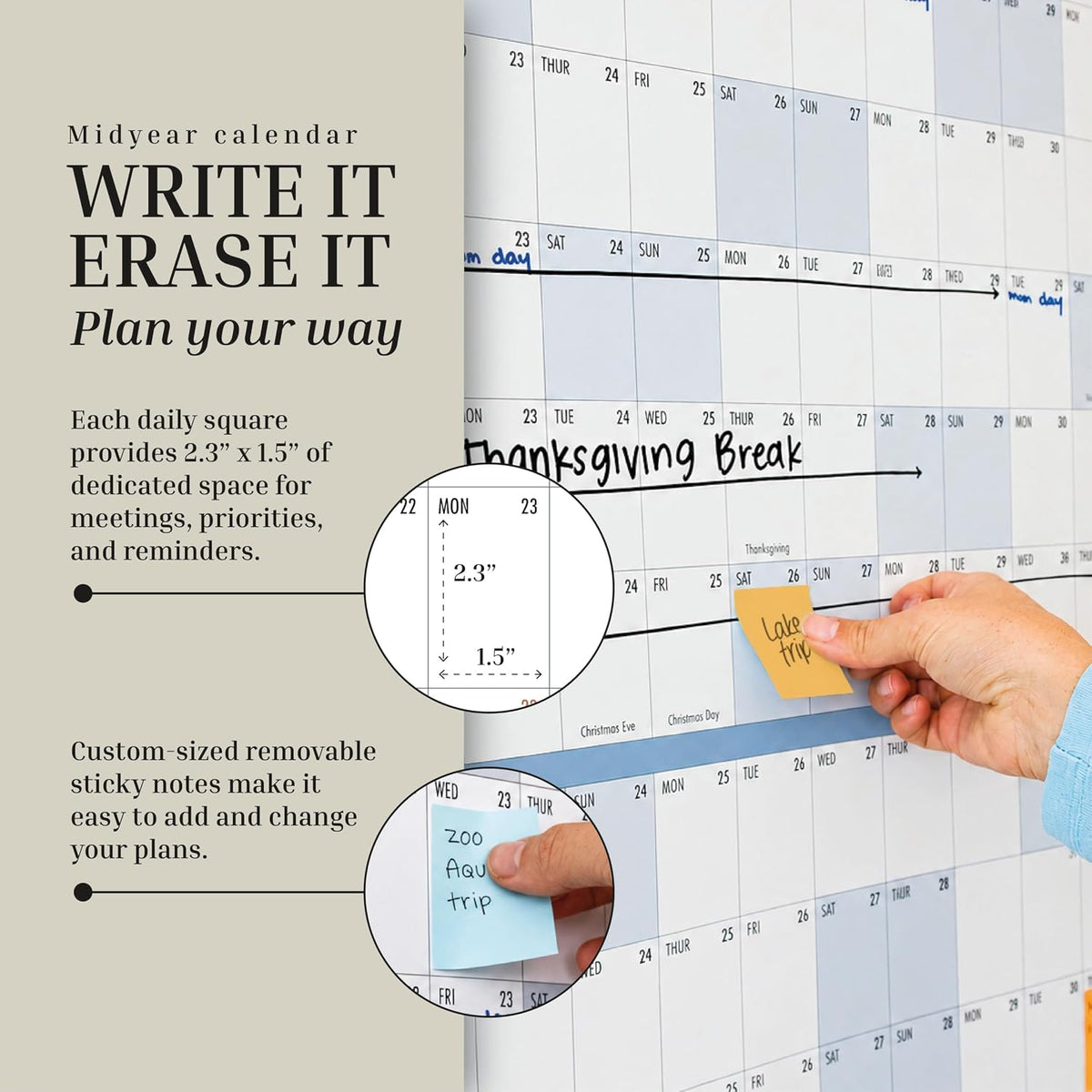 2026-2027 Academic Giant Dry Erase Wall Calendar | 4ft x 3ft Full Year View