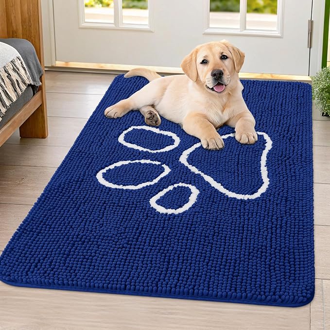 Smiry Dog Door Mat for Muddy Paws, Absorbent Dirt Trapper Non Slip Quick Dry