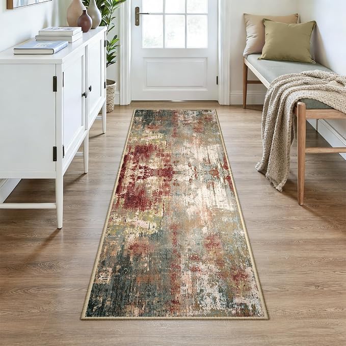 RELEANY Washable Area Rugs 3x7 Non-Slip Modern Abstract Soft
