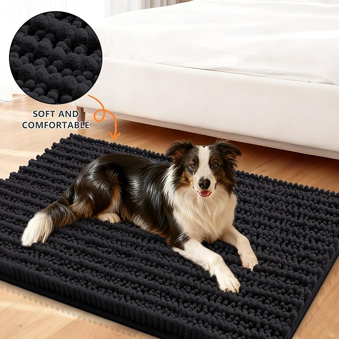 Smiry Dog Door Mat for Muddy Paws 30x20, Absorbent Dirt Trapper, Non-Slip