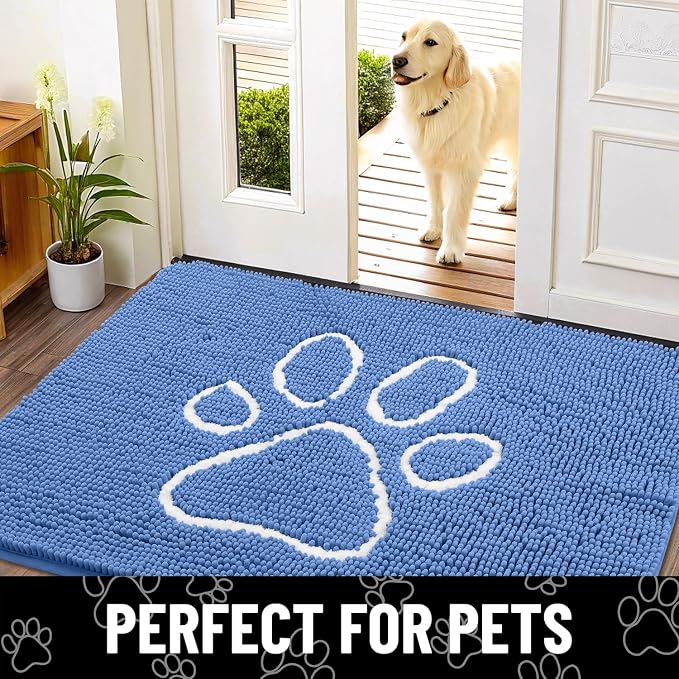 Smiry Dog Door Mat for Muddy Paws, Absorbent Dirt Trapper Non Slip Quick Dry