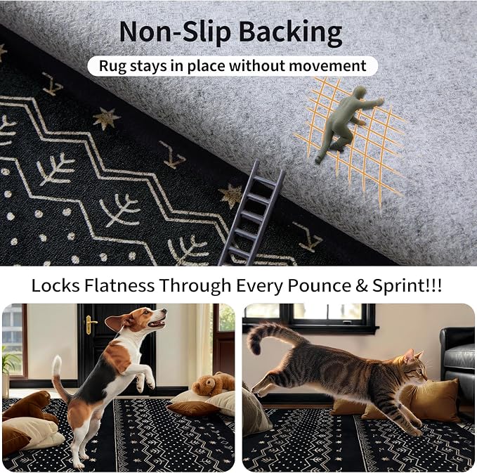 SERISSA Hallway Runner Rug, Soft Low-Pile Geometric Indoor Long Carpet